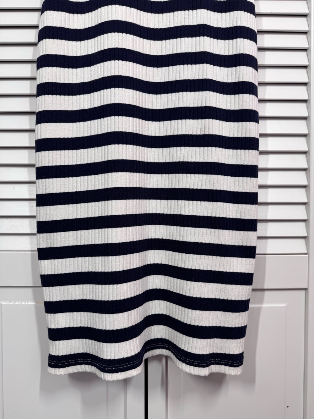 MOTHER The Chin Ups Midi Ribbed Tank Dress Stripes White Navy Bodycon Small - Picture 4 of 14